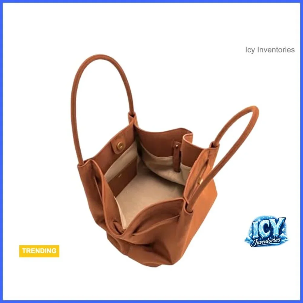 Faux Suede Medium Tote Bag with Magnetic Closure